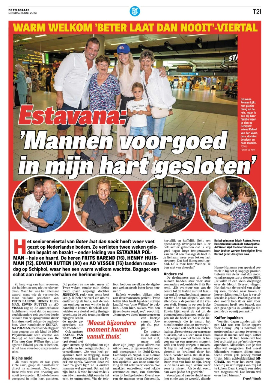 Telegraaf: Warm welkom 'Beter laat dan nooit'-viertal